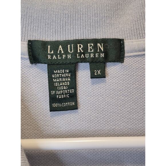 Vtg Lauren Ralph Lauren Polo Shirt Short Sleeve Light Blue 100% Cotton Mens 2X - Picture 6 of 9